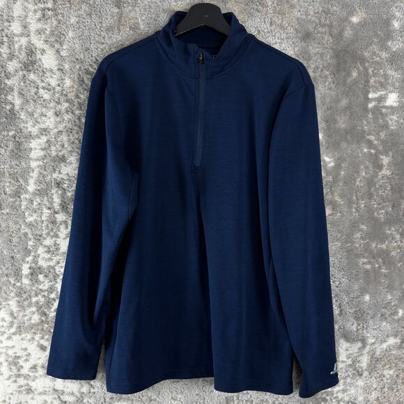 Russel Athletic Size L Outdoor 1/4 Zip Mock Neck Sweater Navy Long Sleeve - Picture 1 of 8
